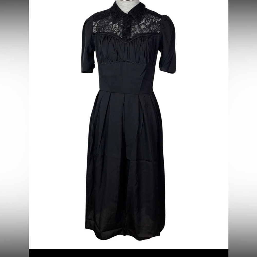 Hell Bunny Black Victorian Goth with Black Lace Dress XL